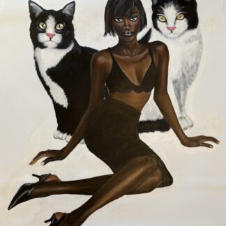 Die Darstellung hebt die vermeintliche Hierarchie zwischen Mensch und Hierauf und erzeugt eine bewusste Irritation. Die gleichwertige Grösse von Mensch und Tier suggeriert eine Begegnung auf Augenhöhe und somit nicht als Besitz.