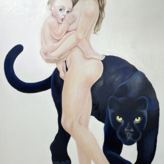 Auf dem Bild ist Venus mit Amor in einer klassischen Marienpose. Beschützt wird das Paar von einem schwarzen Panther, der in der Antike als Symbol gegen das Böse angesehen wurde.