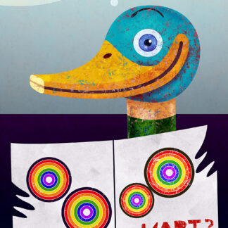 The Proud Duck - Digital Art, Limitiert 1/3, Rufus Krieger 2022 mit weißem Schattenfugenrahmen