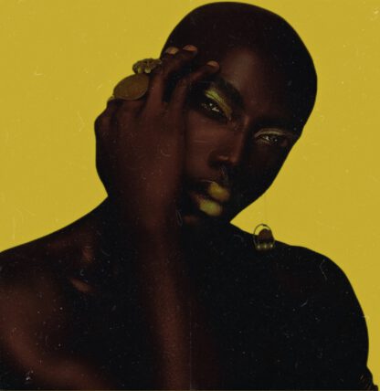 "Golden Hue" captures a striking moment of introspection and elegance, where light, color, and expression converge to reveal the depth of identity and self-reflection. The rich yellow background contrasts sharply with the subject’s dark skin, creating a powerful visual impact that highlights the beauty and dignity of Black identity.  This portrait explores the idea of self-worth and the radiance within. The subject’s eyes are adorned with golden makeup, and their lips carry a hint of metallic sheen, symbolizing resilience, pride, and an inner luminosity that shines despite societal shadows. The rings and earring echo a sense of heritage, grounding the modern aesthetic in cultural roots.  The pose, with a hand partially obscuring the face, suggests both protection and vulnerability—an invitation to see beyond what is visible. It’s a powerful exploration of the duality within us: strength and sensitivity, light and shadow.  As a queer creative, this image embraces fluidity and self-adornment as acts of empowerment. "Golden Hue" invites viewers to celebrate the richness of identity and the beauty of unapologetic self-expression. It’s a testament to embracing one’s heritage, uniqueness, and the inherent value within.