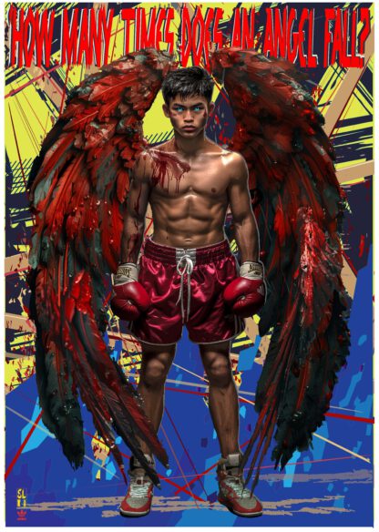 cute tuff boxer angel , love and hate