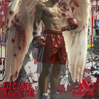 Boxer angel in with boxing cloves, love and hate