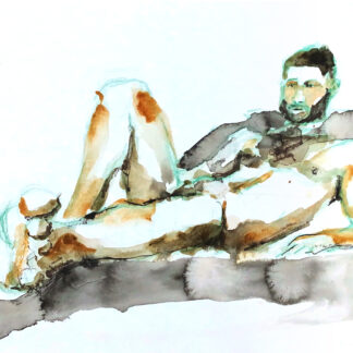 Painting made with a live model in Paris. Watercolor and Colorpencils