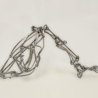 Phönix,Torso, gerissene Zeichnung, rote Tinte, Strukturpapier in Plexiglasrahmen